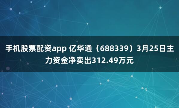 手机股票配资app 亿华通（688339）3月25日主力资金净卖出312.49万元